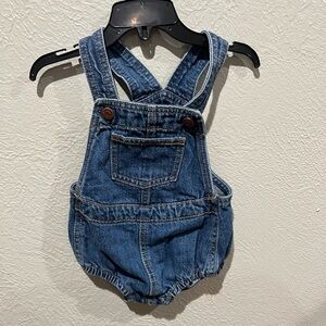 Old Navy Baby Classic Blue Kids Denim Romper EUC Size 6-12 months